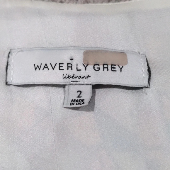 Waverly Grey Stained Glass Wrap Dress 2 V-Neck sheer lightweight above the knee - Picture 5 of 11